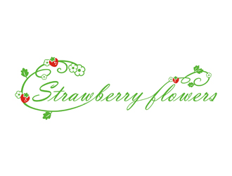 曾飛的中文：草莓花朵；英文：Strawberry flowerslogo設計