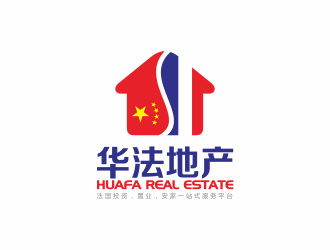 何嘉健的華法地產(chǎn) HUAFA Real Estate   法國投資，置業(yè)，安家一站式服務(wù)平臺(tái)logo設(shè)計(jì)