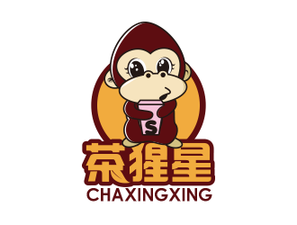 黃安悅的奶茶飲品logo - 茶猩星logo設(shè)計