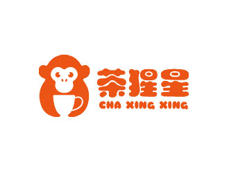 鐘炬的奶茶飲品logo - 茶猩星logo設(shè)計