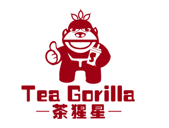 向正軍的奶茶飲品logo - 茶猩星logo設(shè)計