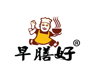 朱兵的早膳好餐飲人物卡通logo設(shè)計