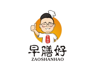 曾翼的早膳好餐飲人物卡通logo設(shè)計