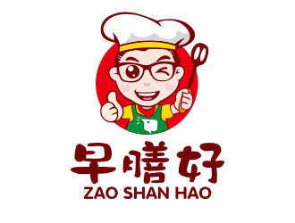 向正軍的早膳好餐飲人物卡通logo設(shè)計(jì)