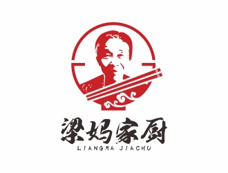 何嘉健的梁媽家廚餐飲連鎖商標(biāo)logo設(shè)計