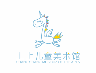 何嘉健的線條行動(dòng)物品牌logo－丄上兒童美術(shù)館logo設(shè)計(jì)