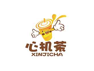 秦曉東的心機茶飲品奶茶logologo設(shè)計