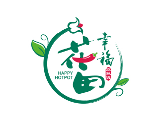 勇炎的幸?；ㄌ锫槔睜C （Happy Hotpot）logo設(shè)計(jì)