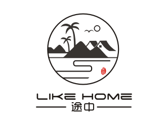 李杰的途中 like home民宿品牌logo設(shè)計logo設(shè)計