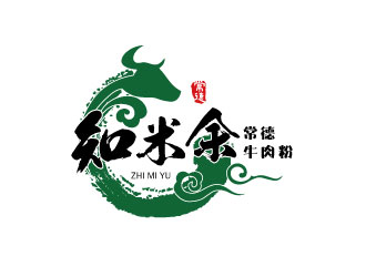 連杰的知米余牛肉粉餐廳標志logo設計