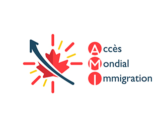 劉琦的加拿大晨光五洲移民顧問公司      法文為： Accès Mondial Immigration logo設計