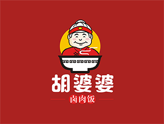 梁俊的鹵肉飯中式快餐卡通logologo設(shè)計