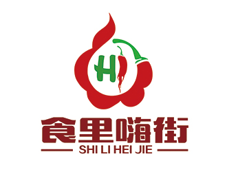 潘樂(lè)的食里嗨街美食小吃logo設(shè)計(jì)