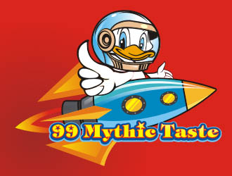 楊福的99 Mythic Taste（一只開飛機/火箭的鴨子）logo設計