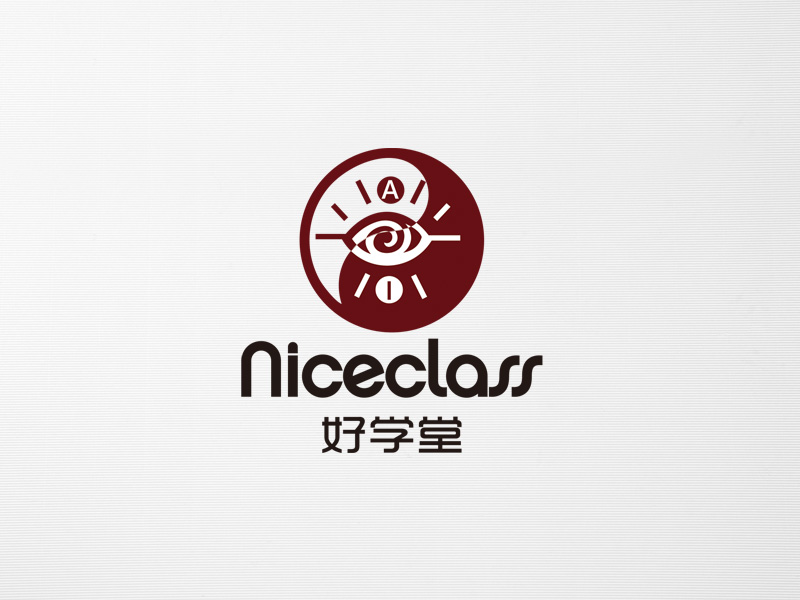 郭慶忠的英文名字是“Niceclass ”，中文名字是“好學(xué)堂”logo設(shè)計(jì)